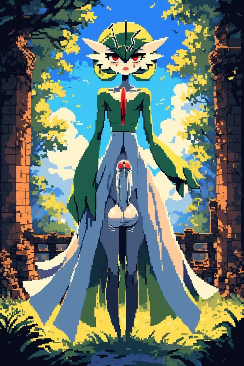 Throbbing Penis, Form Revealing Clothing, Green Hair Shemale AI Porn