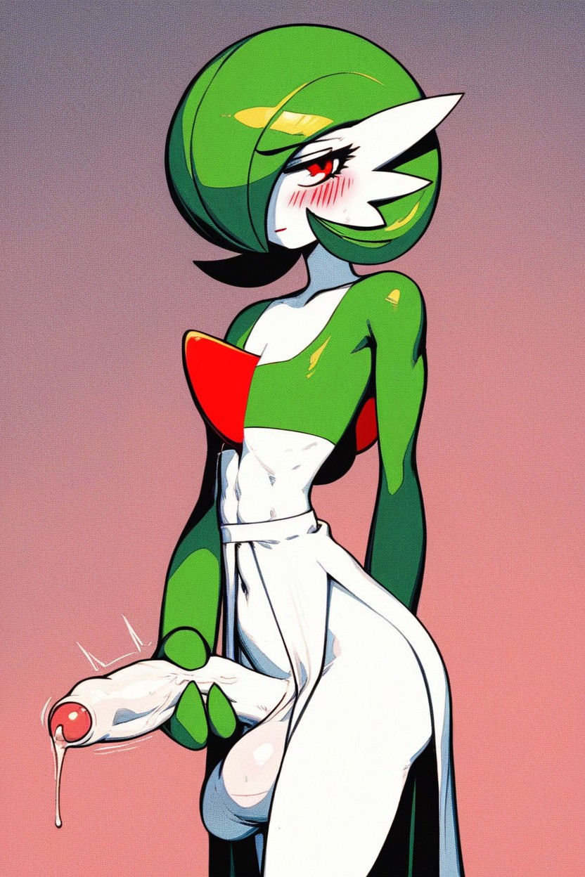 Gardevoir Style Hair, Significant Ass Cleft, Veiny Penis Shemale AI Porn