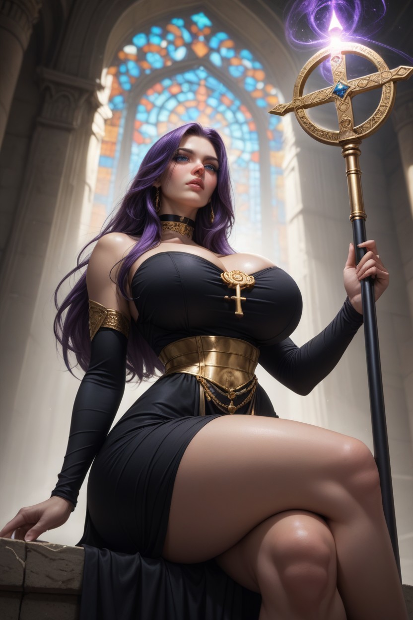 Black Glowing Aura, Pelo Morado, Bubble Butt Porno IA