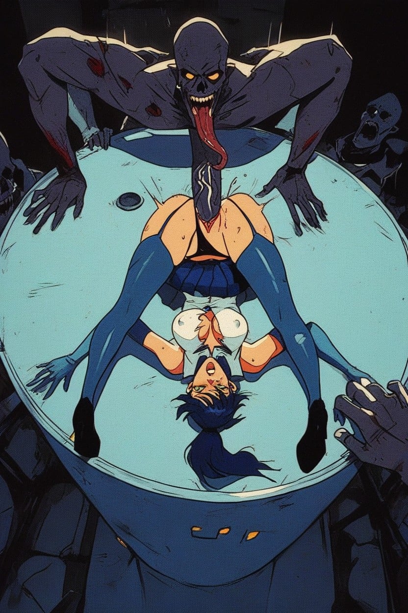 Zombie Monster With Veiny Cock, Head Down, Zombie Licking Woman Pussy AI Porn