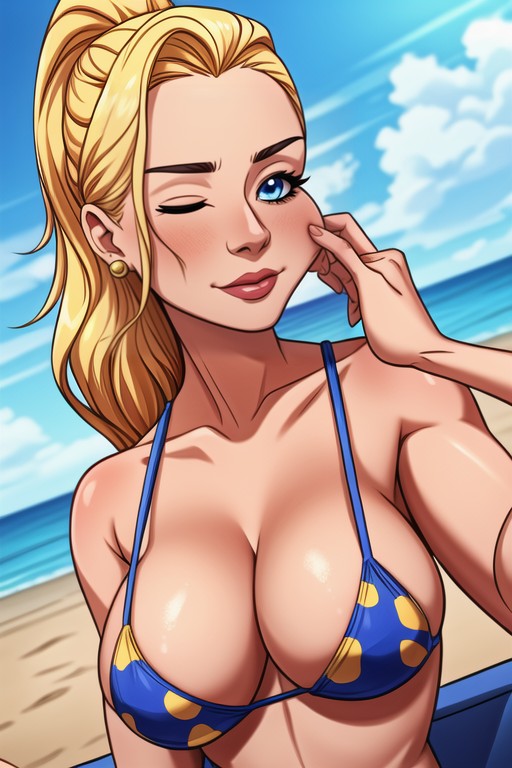 Multicolored Hair, Removing Top, Perky Nipple Hentai AI Porn