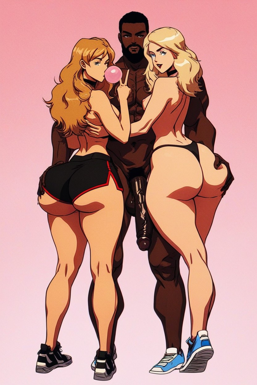 Shes Making Peace Sign, She Has Round Blue Eyes, Shes Blowing Bubblegum AI Porn
