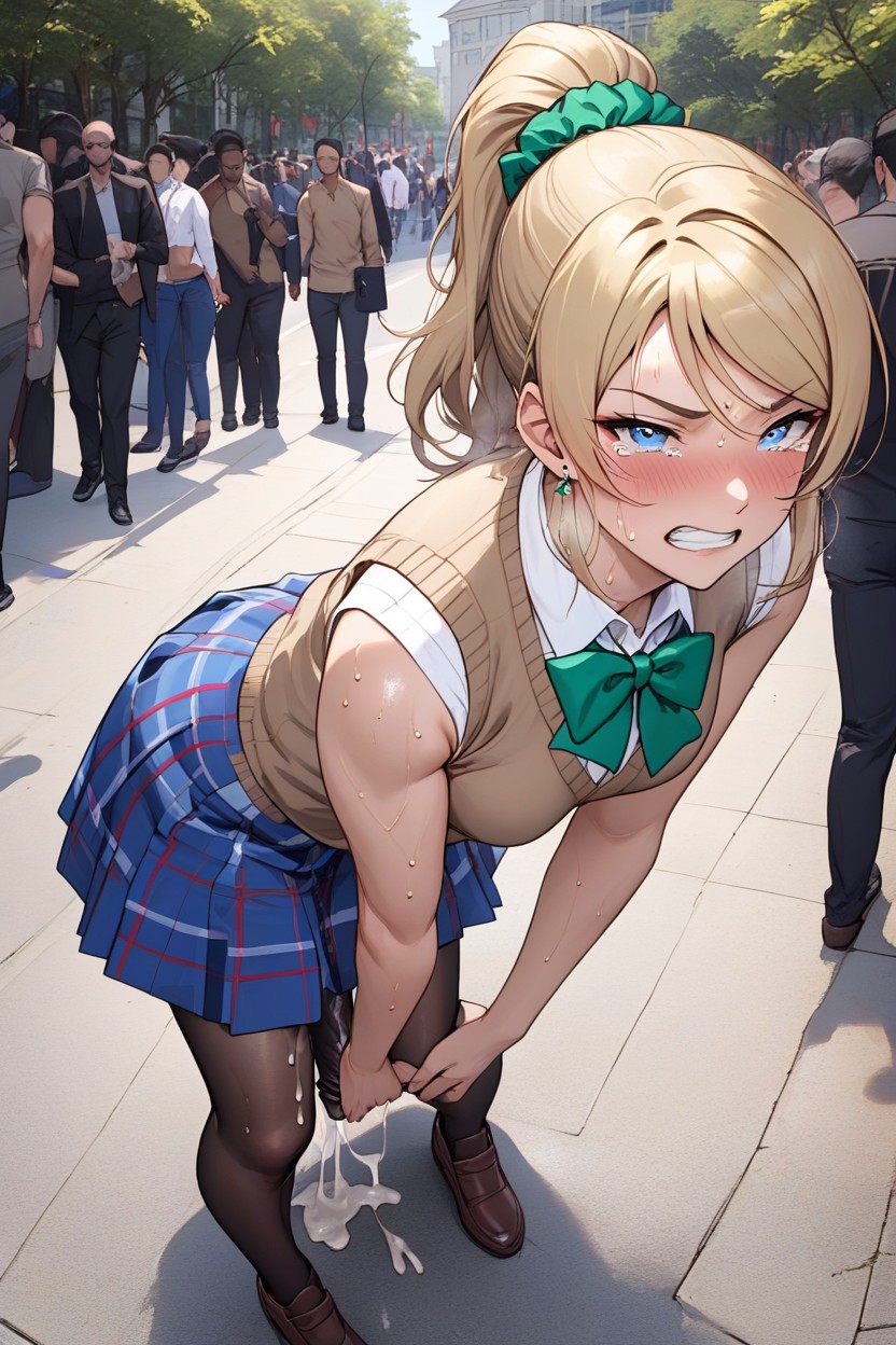 Side View, Green Bow Tie, Perfect Figure AI Porn