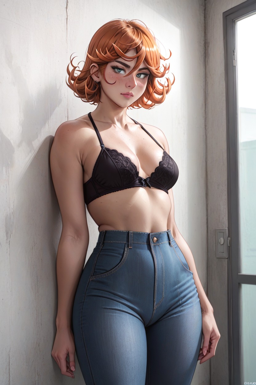 Extremely Wide Hips, Small Breasts, Overflowing Chubby Belly AI Porn