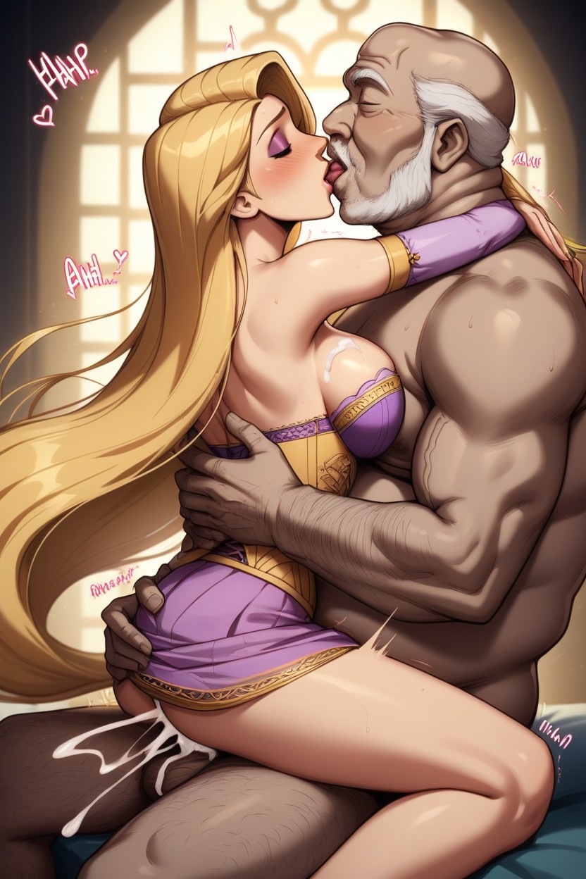 Stunned, Deep Kiss, Thick Long Straight Hair AI Porn