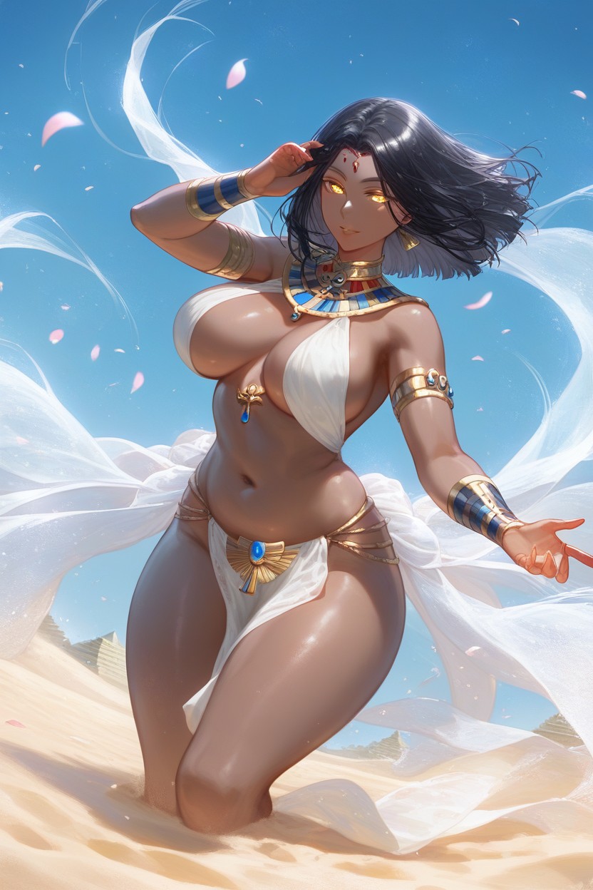 Bobcut, Blue Background, Wind AI Porn