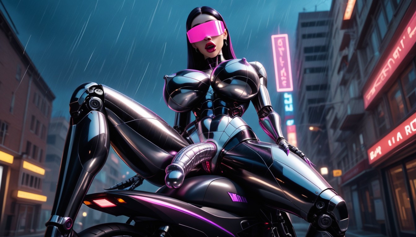 Futanari, Erect Metallic Nipples, 18+ AI Porn