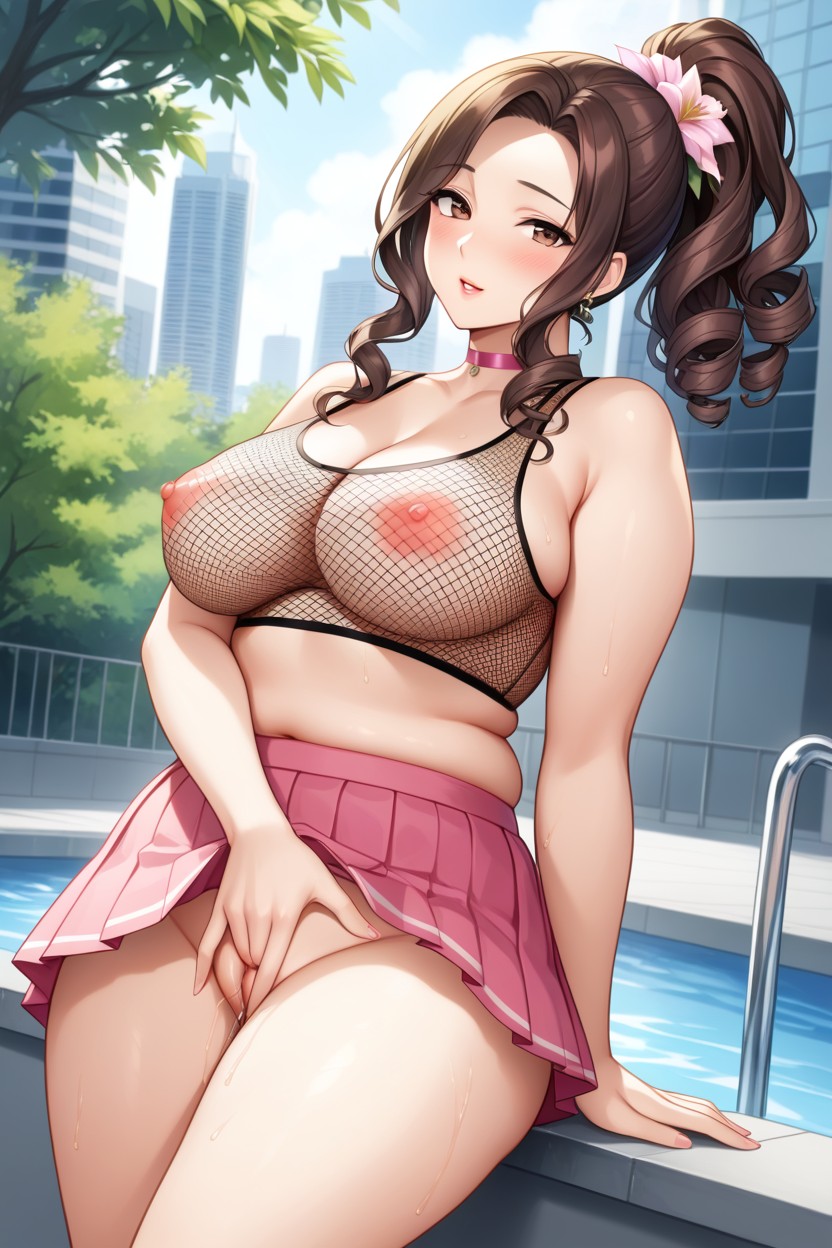 Looking At Viewer, Anime Style, Curly Hentai AI Porn