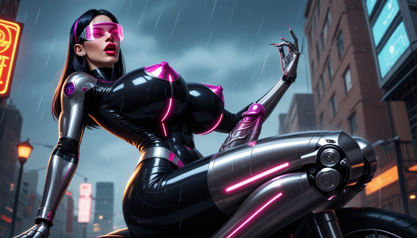From Neck To Toe Shiny And Metallic Violet Parr, Robot Violet Parr With Metallic Pointy Erect Penis, Sharp Long Fingernails AI Porn