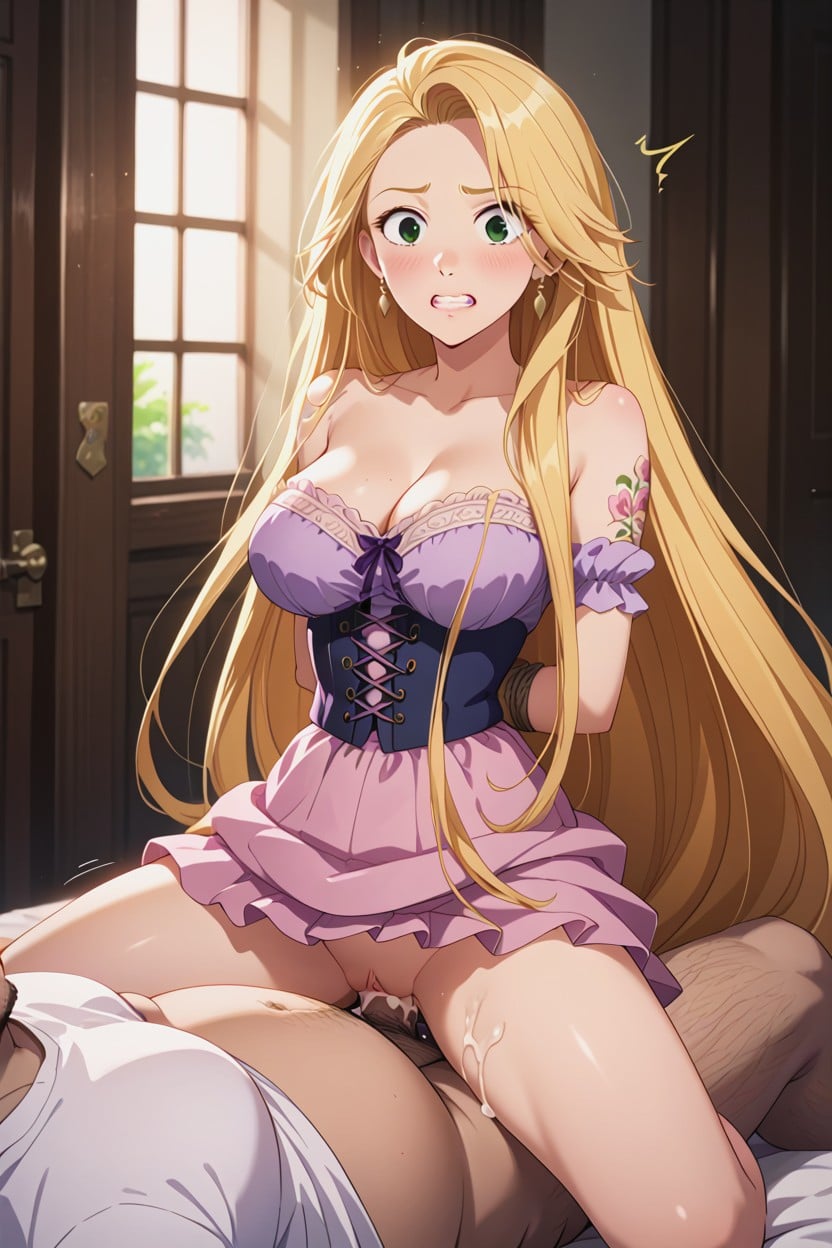 Lifting Skirt, Blubbery Man, Hair Touching Floor AI Porn