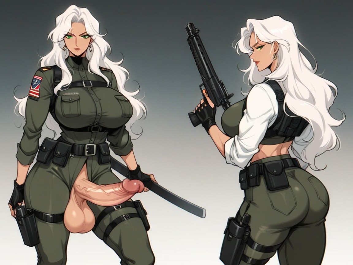 Fingerless Gloves, Chest Harness, Sheathed Hentai AI Porn