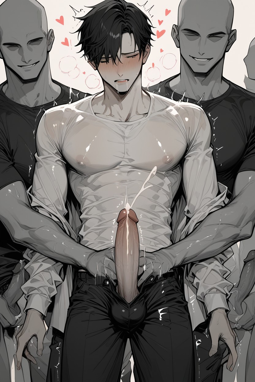 Dazed, Many People Around, Dripping Precum AI Gay Porn