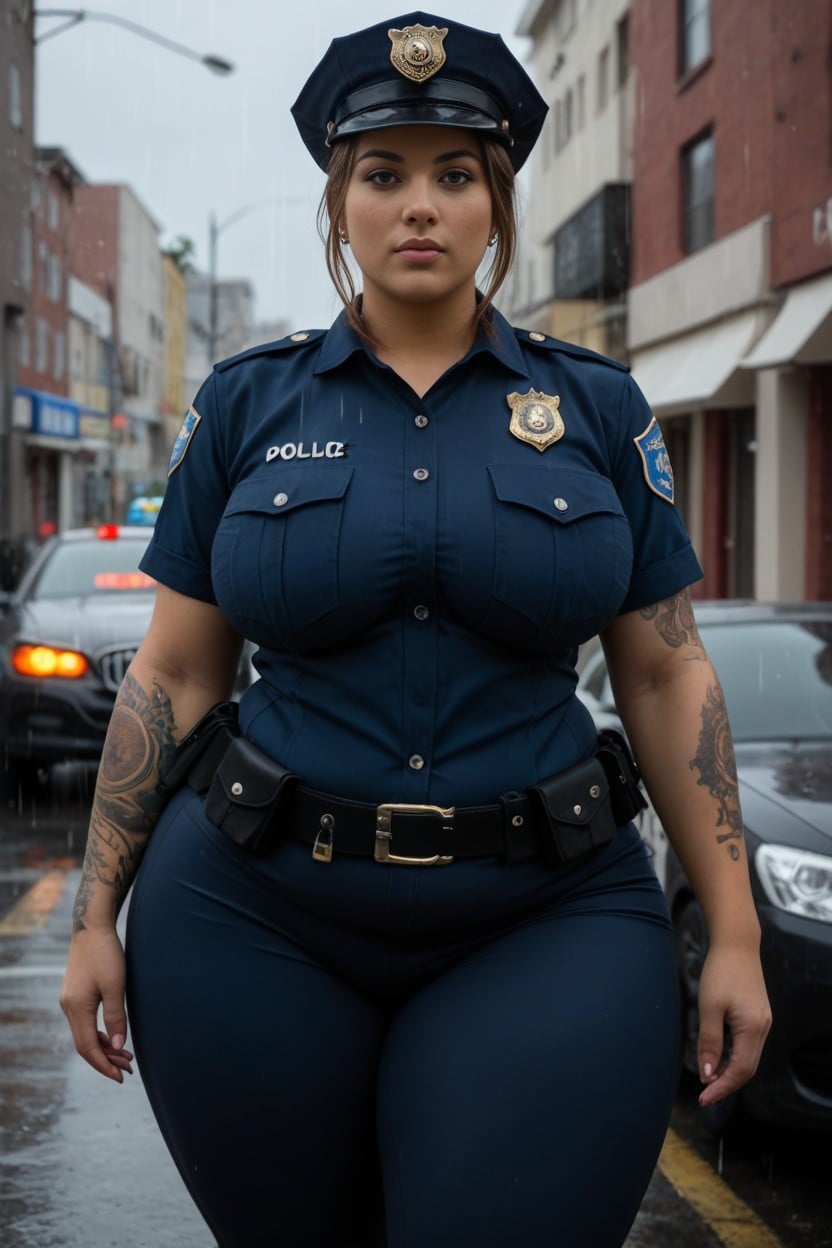 Big Booty, Busy City Street, Tattoo AI Porn