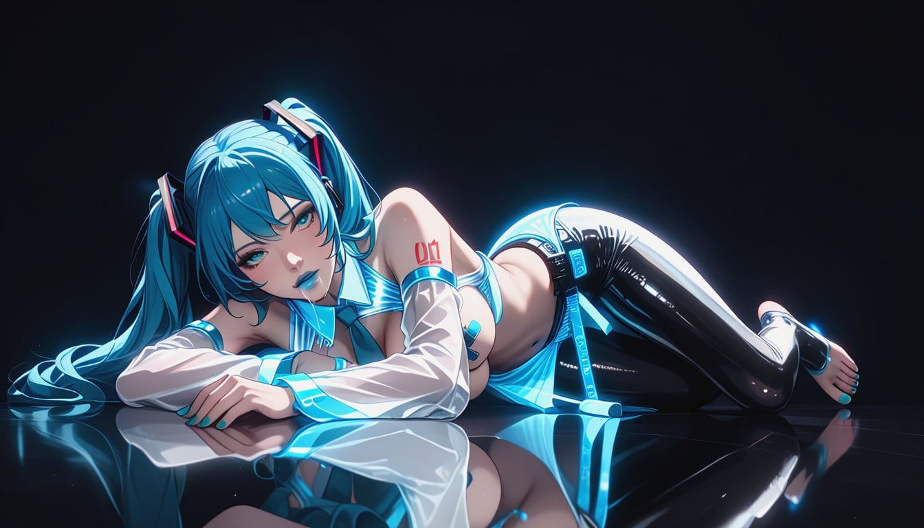Side View, Passionate, Blue Lipstick Lips Hentai AI Porn