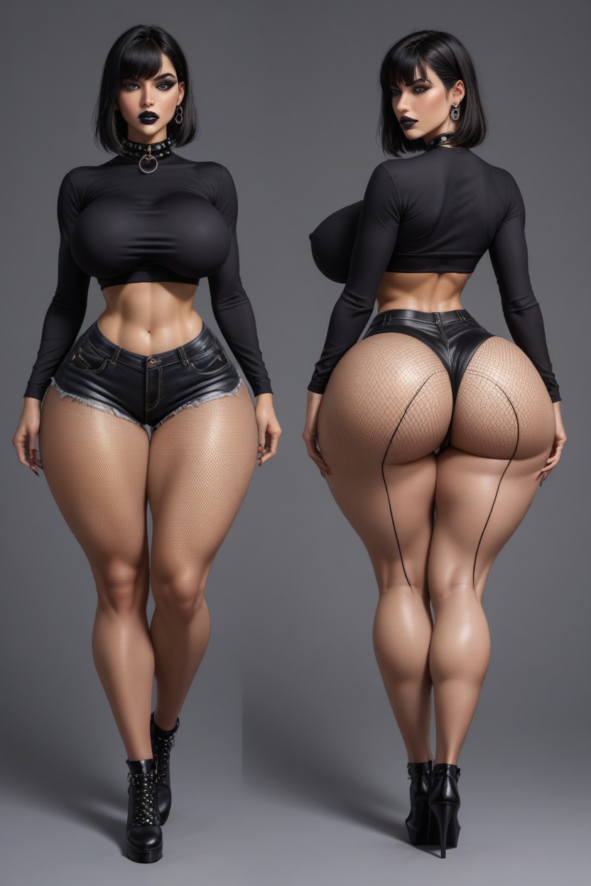 Collar, Bimbo Lips, Extremely Wasp Waist AI Porn