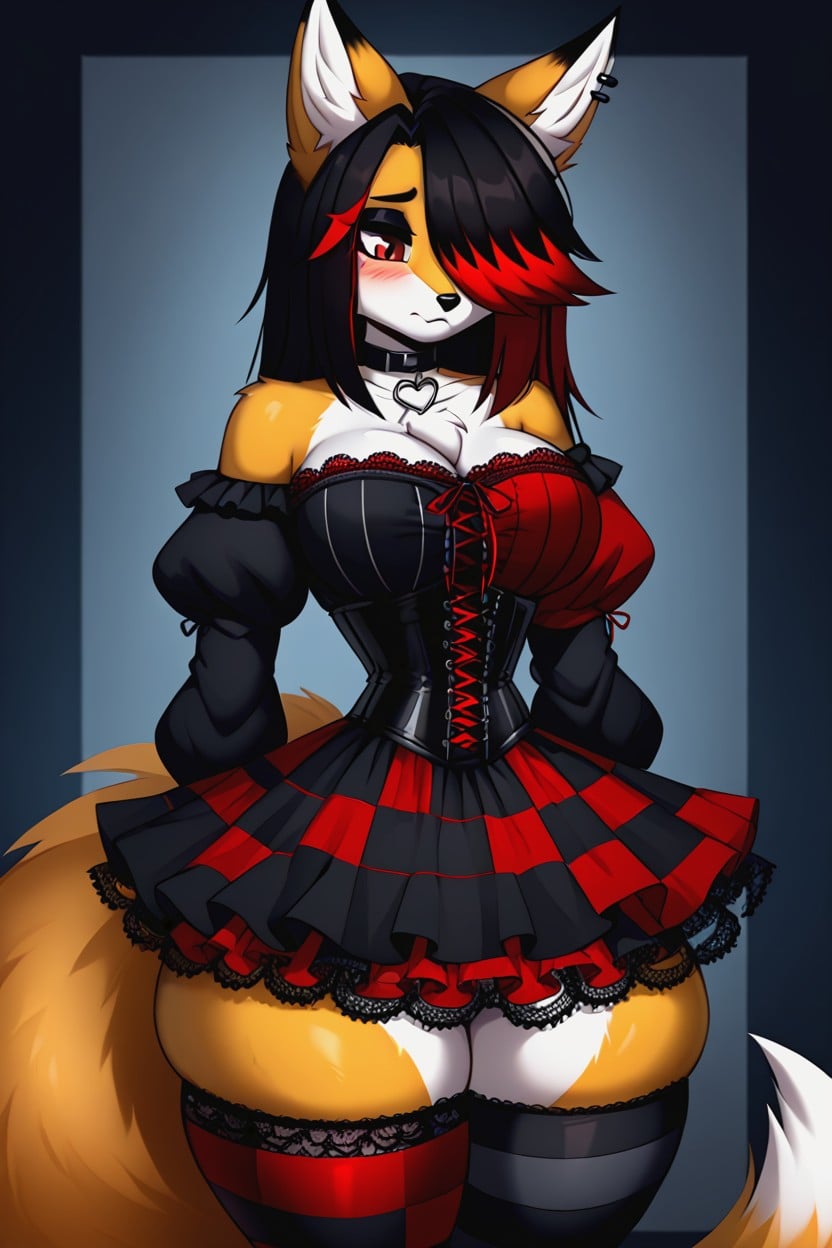 Hair Covering Left Eye, Thick Thighs, Emo Porno IA Furry