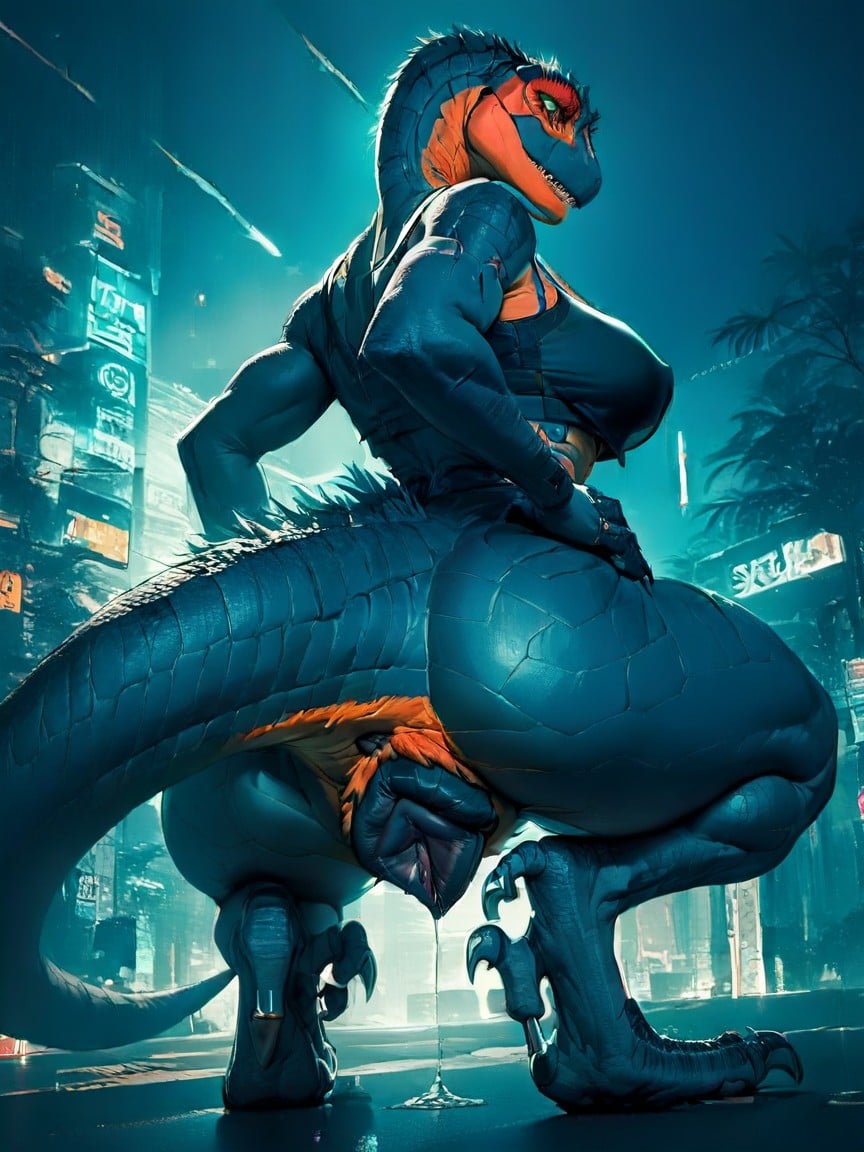 Large Muscular Ass, Cul Énorme, Reptile Species Porno IA Furry