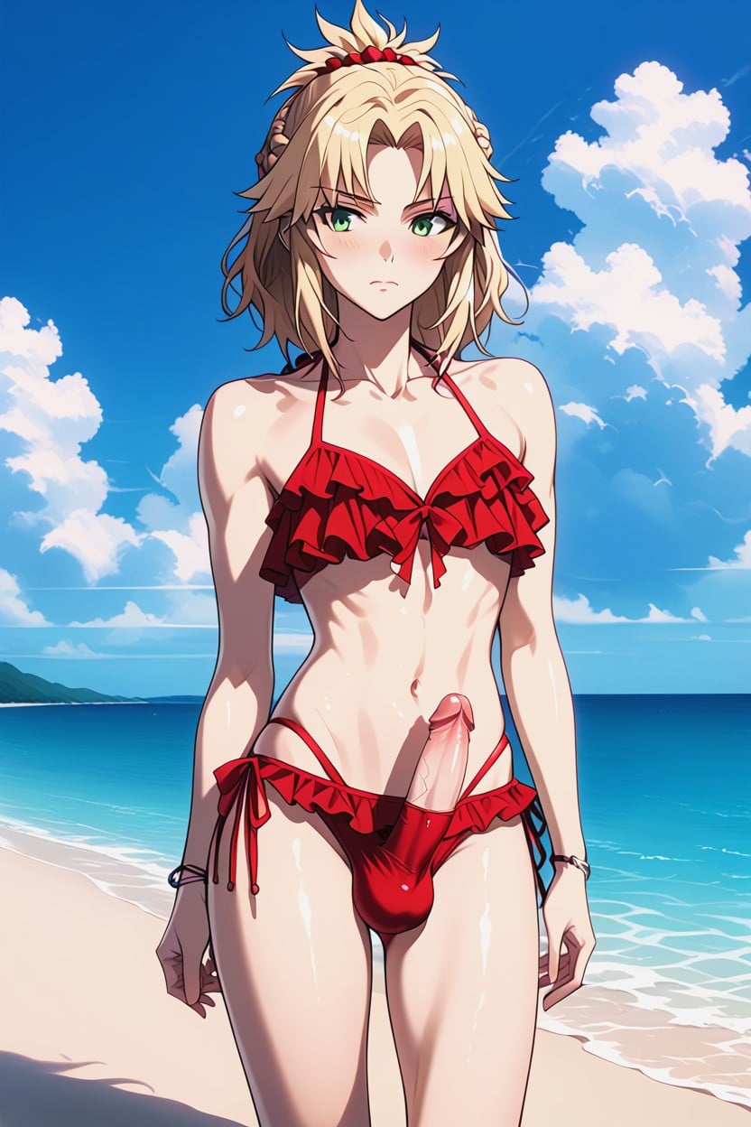 Massive, Thighs, Striped Bikini Hentai AI Porn