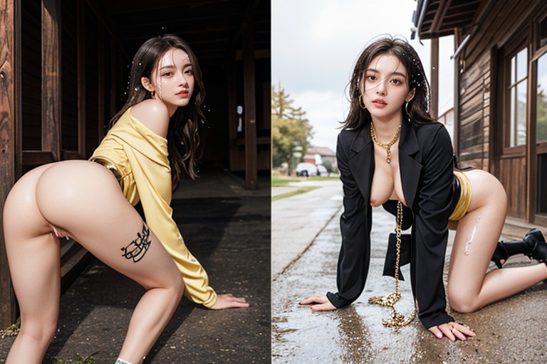 Multiple Perspectives, Visible Five Fingers, Nearly Dry On Ground Porno IA Asiatique