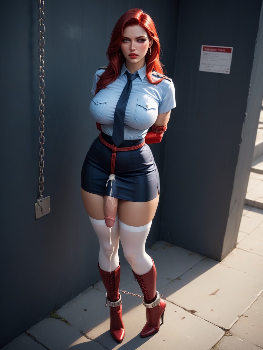 Bulge Under Skirt, Cropped Tops, Beautiful Face Shemale AI Porn