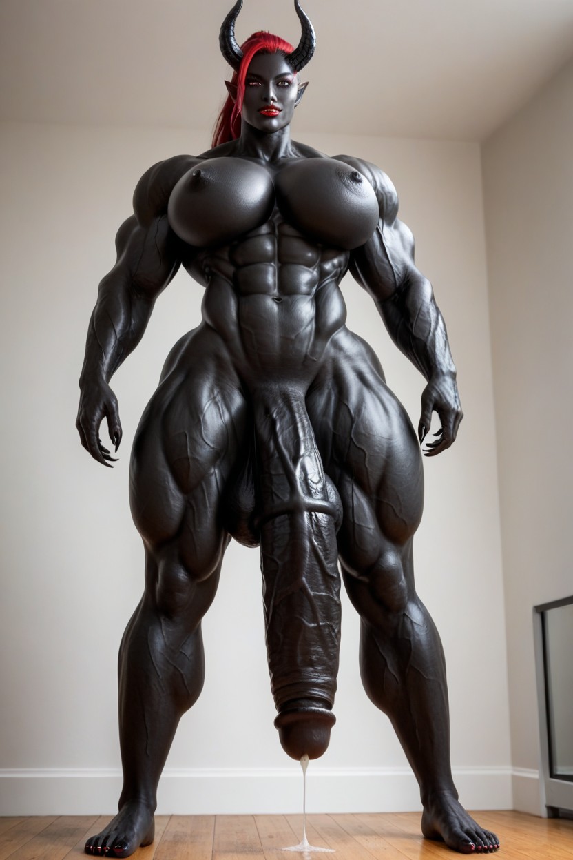 Gigantic Shoulders, Perfect Tits, Standing In The Doorway Shemale AI Porn