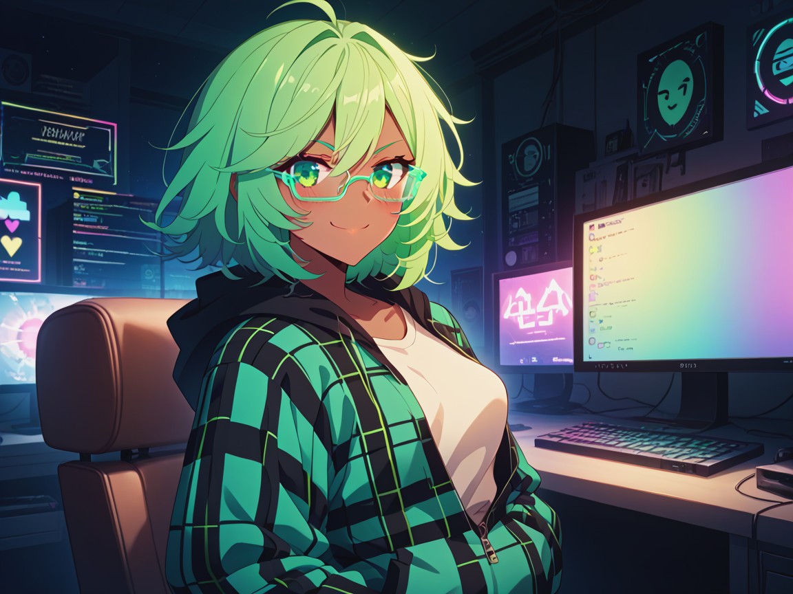 Mech Headset, Vtuber, Glitch Tech Core Aesthetic Porno IA Latina