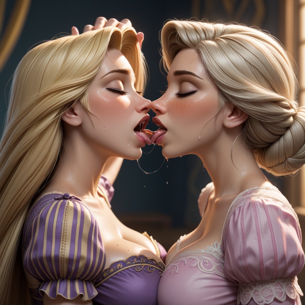 Saliva Strings, Bedroom, Rapunzel AI Porn