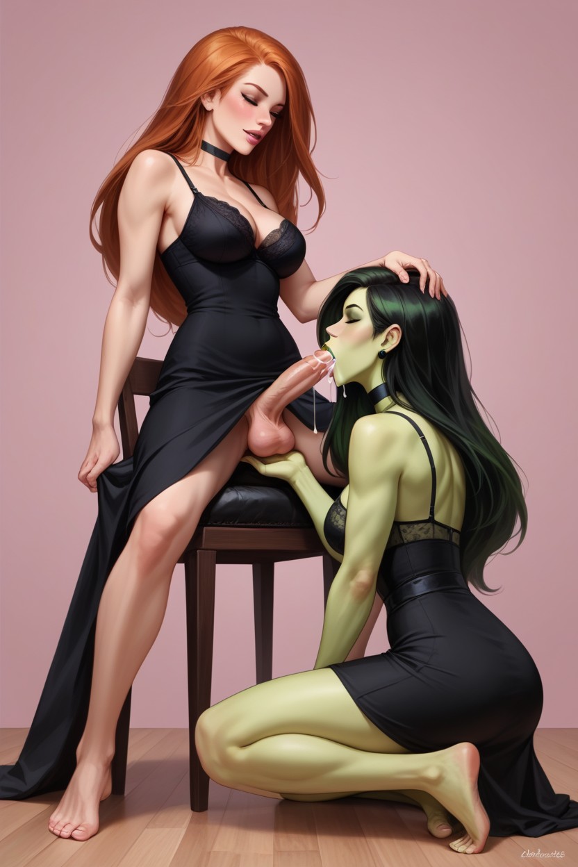 Black Hair, Green Skin, Shego Shemale AI Porn