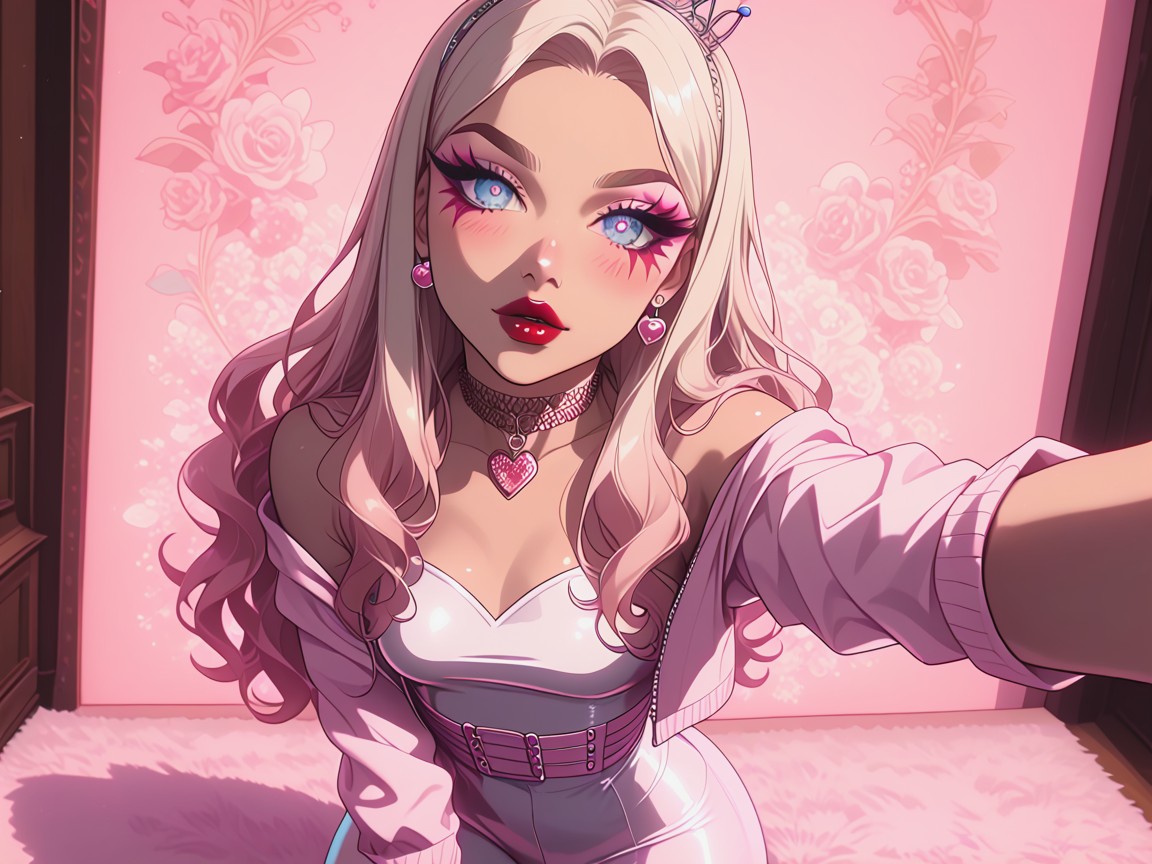 Pink Eyeshadow, Long Eyelashes, Pale Tan Skin Hentai AI Porn