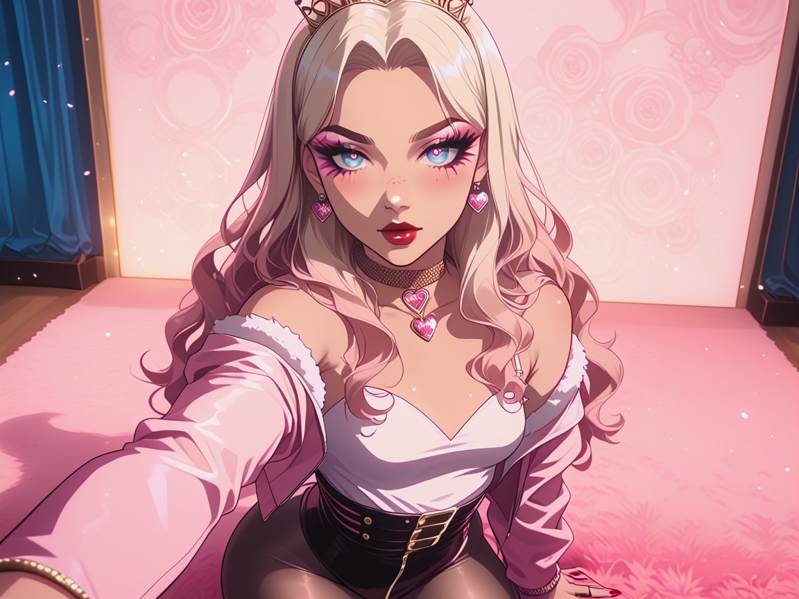Vibrant Saturated Colors, Heavy Wingtip Eyeliner, Pastel Color Palette Hentai AI Porn