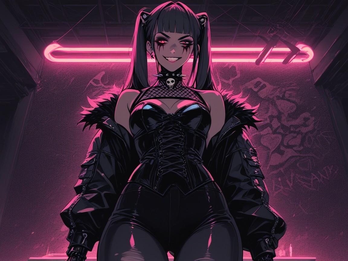 Glamgoth Cyberpunk Aesthetic, Neon, Clothes Ultra Detailed Latina AI Porn