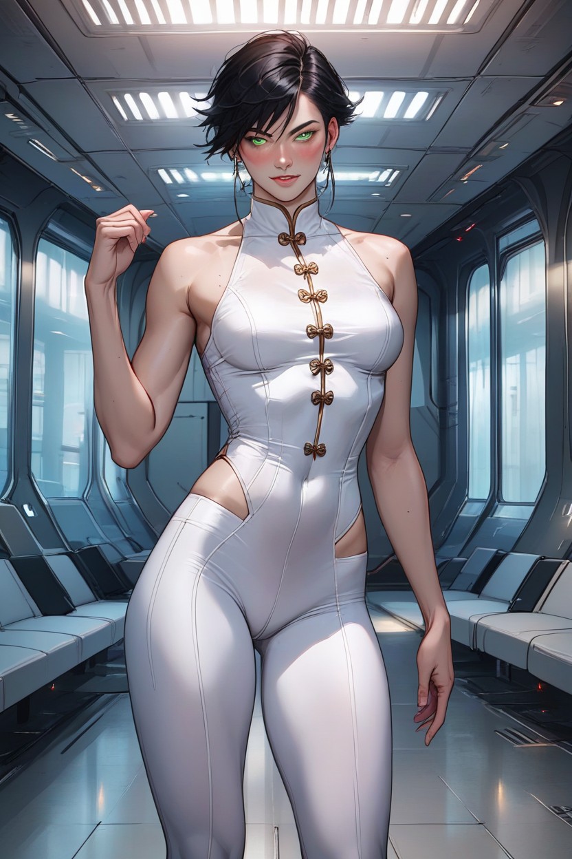 Blushing, Yoga Pants, Tomboy Hentai AI Porn