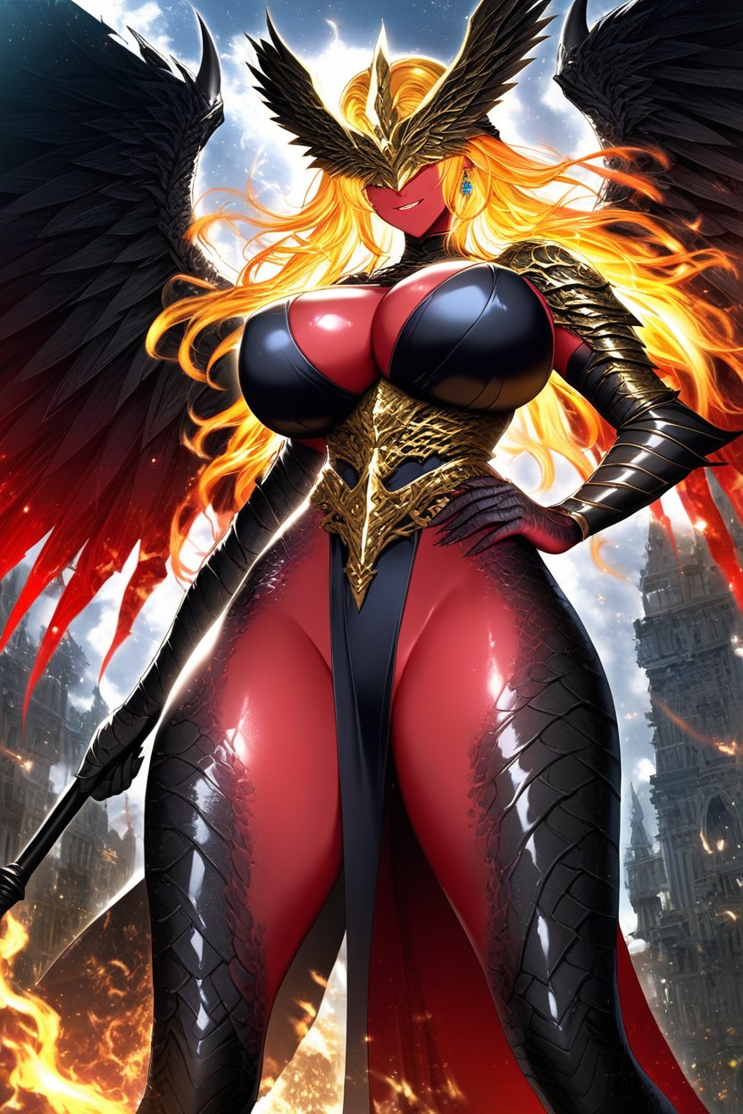 Fire Goddess, Wide Hips, Multi Colored Hair Hentai AI Porn