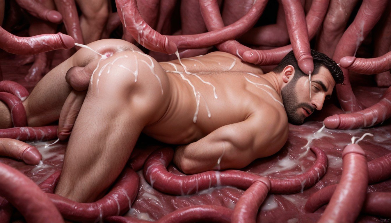 Multiple Tentacles In The Ass, Many Naked Men Watching, Ass Up KI Schwulenporno