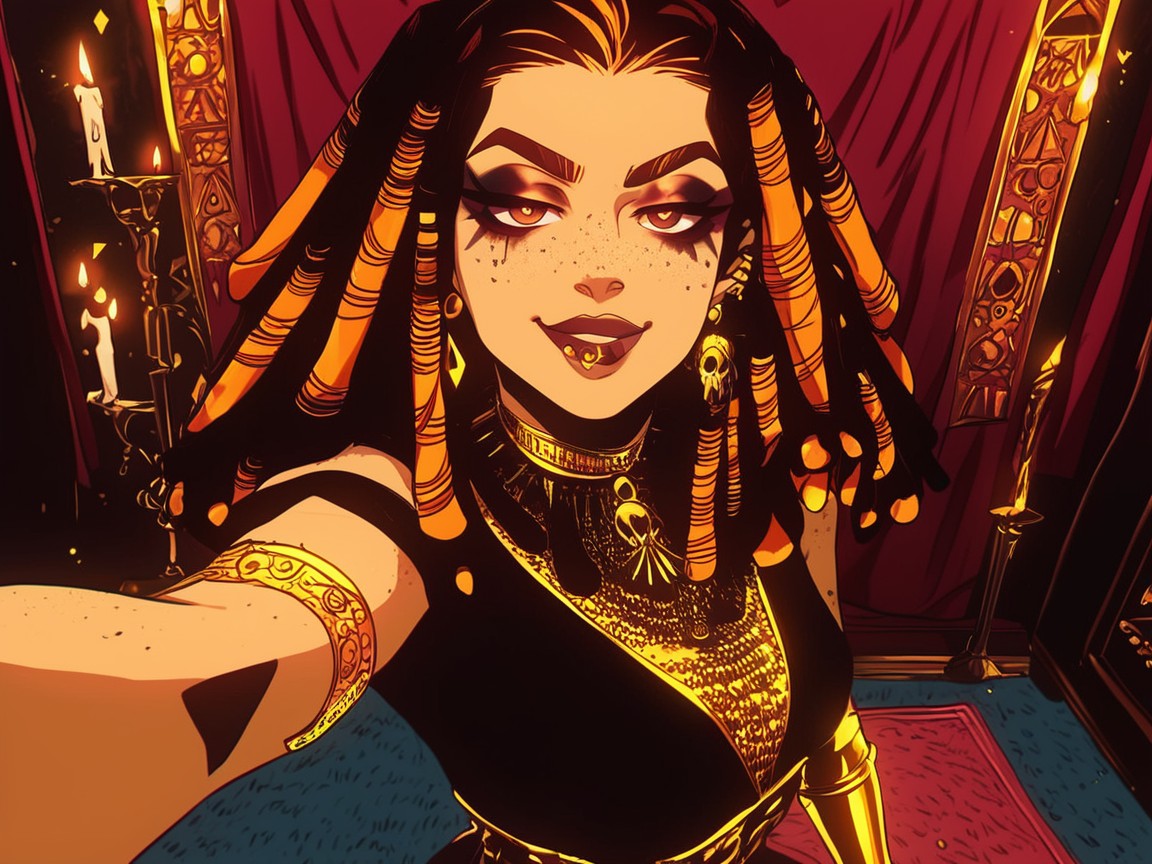 Selfie, Gold Bralette, Glamour Hentai AI Porn