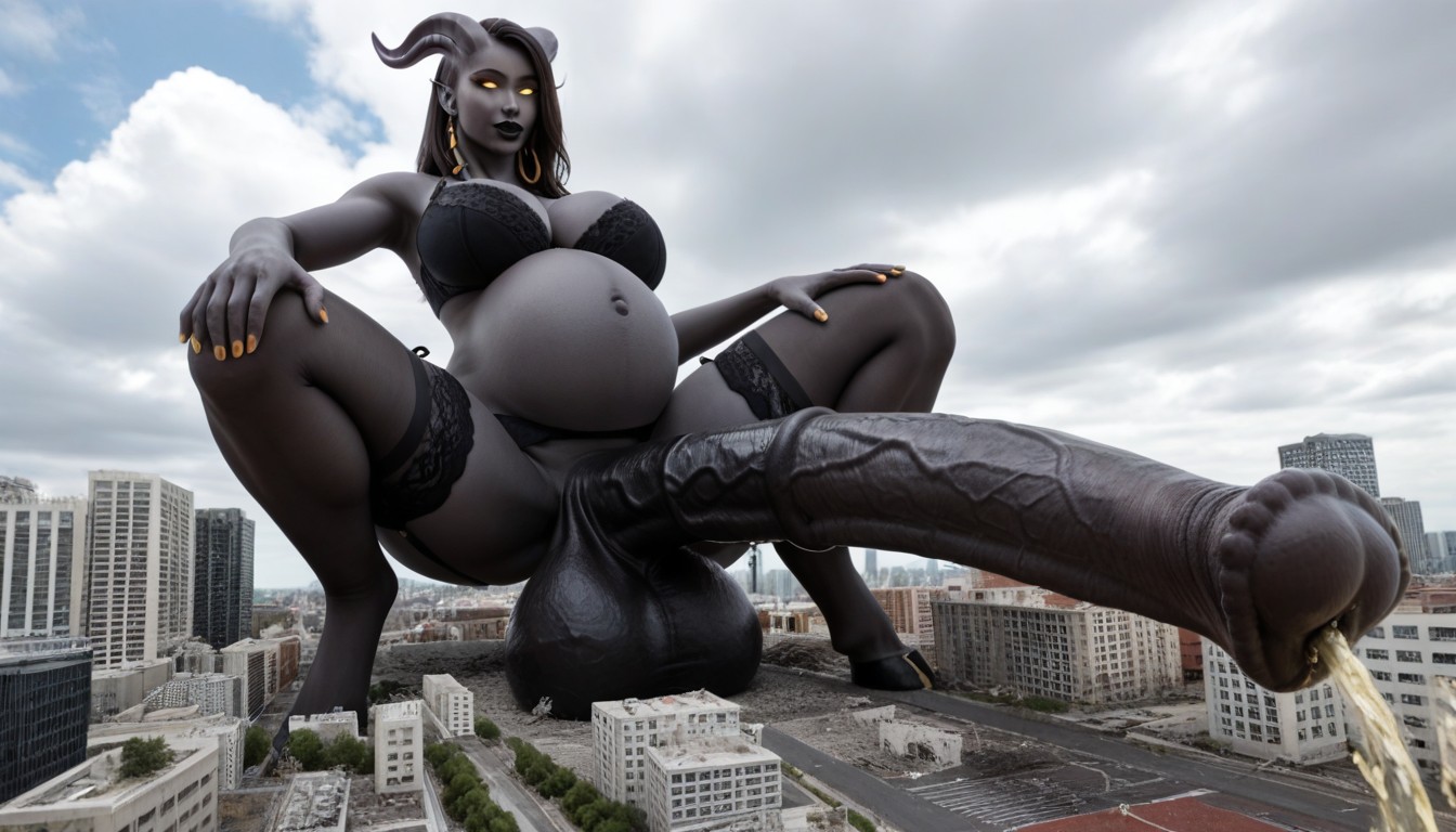 Stockings, In City, Fully Erect Cock Shemale AI Porn