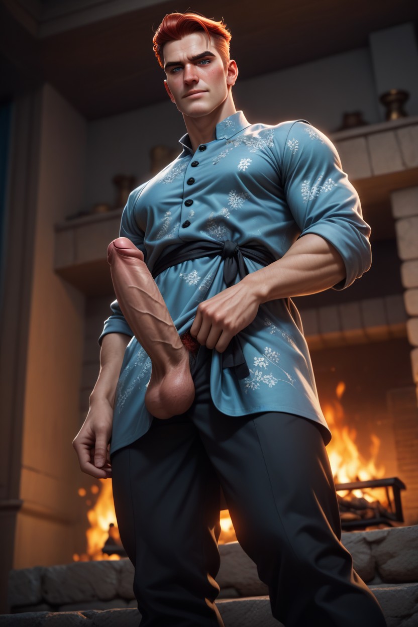 High Res Blue Eyes, Strong, Slavic Pattern Tunic AI Gay Porn