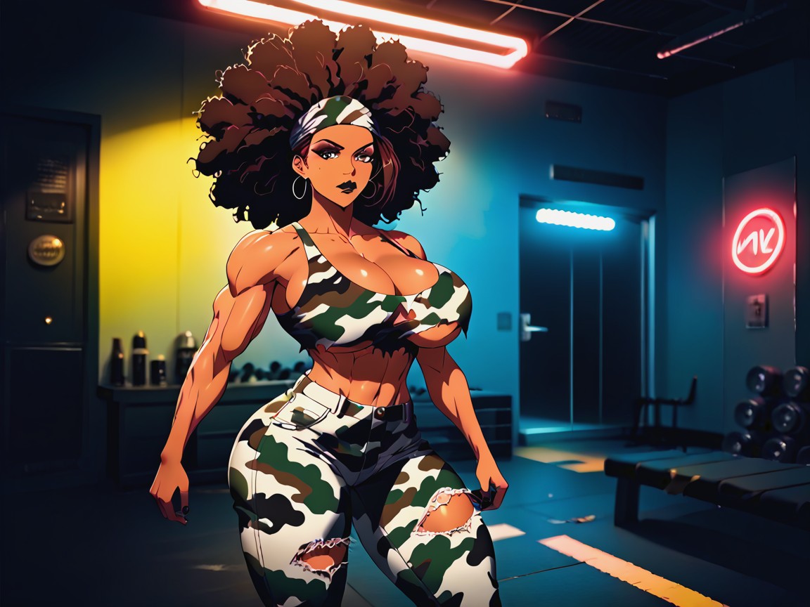 Dark Lipstick, Chest Wider Than Hips, Almond Eyes Latina AI Porn