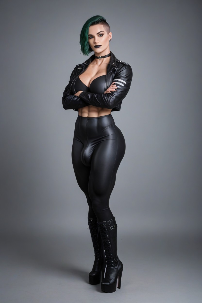 Green Hair, Large Breast, Muscular Large Ass Shemale AI Porn