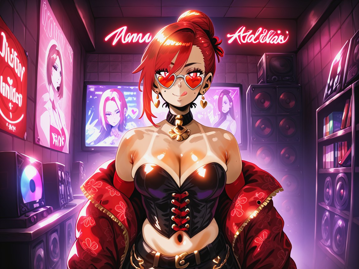 Turntables, Skinny, Speakers In Background AI Porn