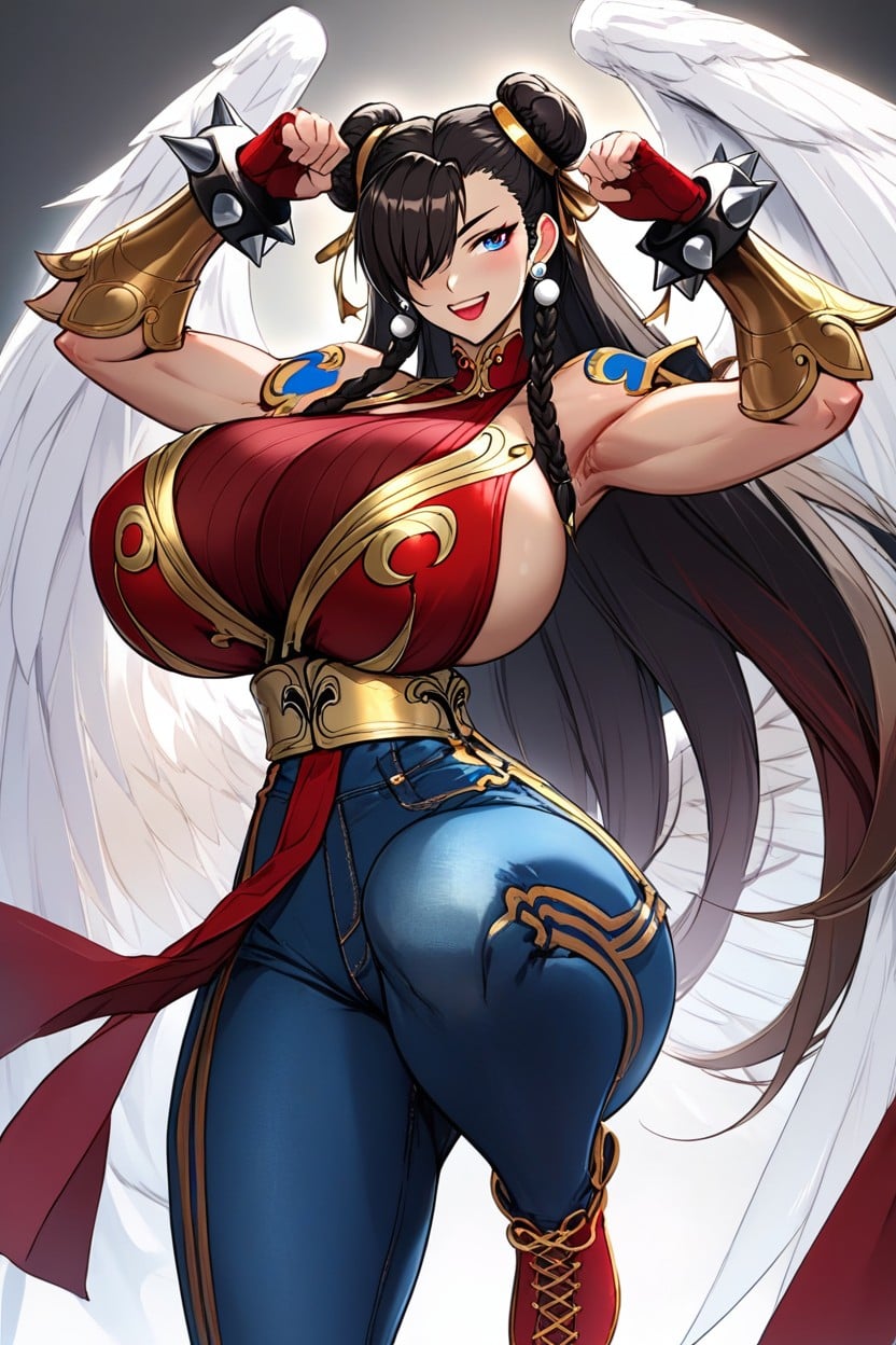 Sexy, Red Lipstick, Gold Pauldrons Hentai AI Porn