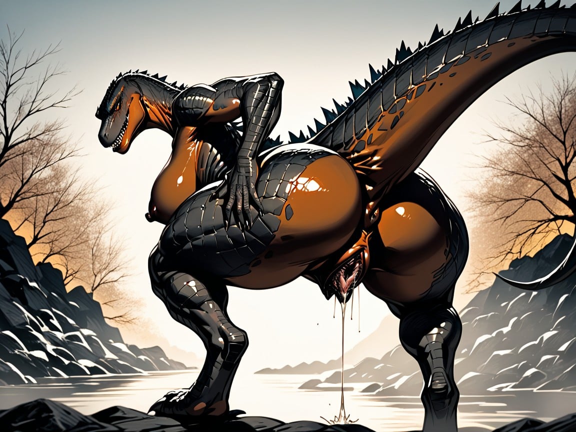 Large Clitoris, Standing Pose, Thick Erect Nipples Furry AI Porn