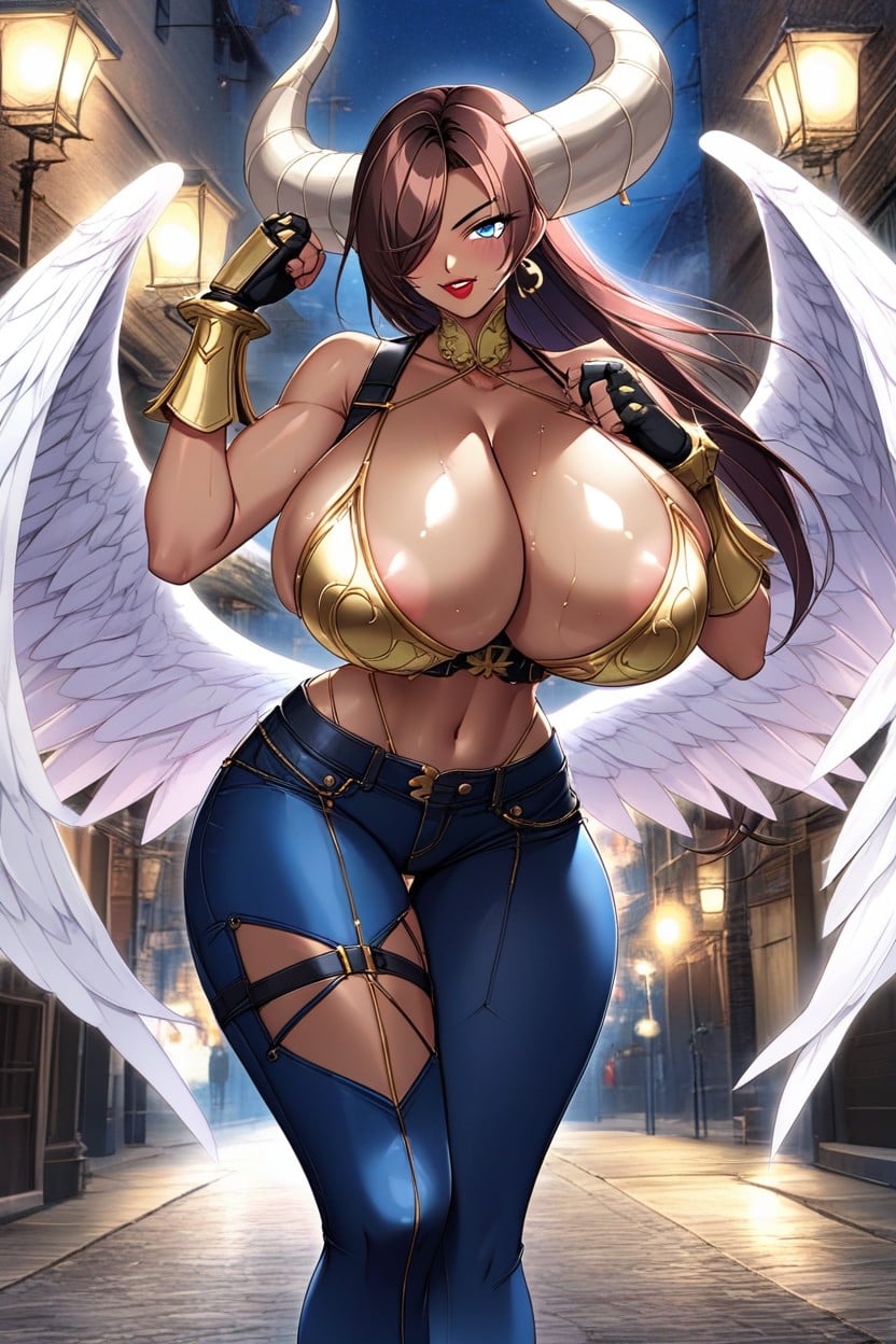 Gold Armor Sabotons, Sideboob, Black Cropped Bomber Jacket Hentai AI Porn