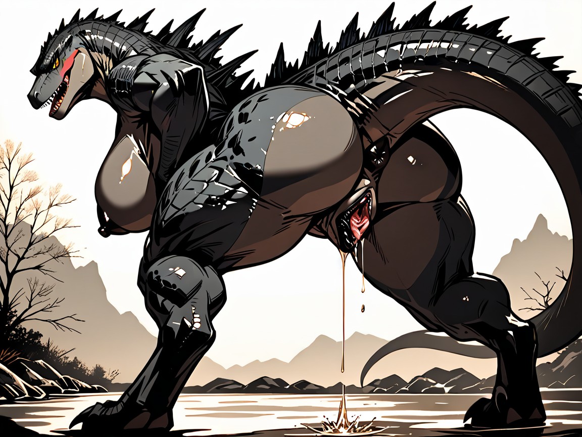 Standing Pose, Hands On Hips, Massive Muscular Ass Porno IA Furry