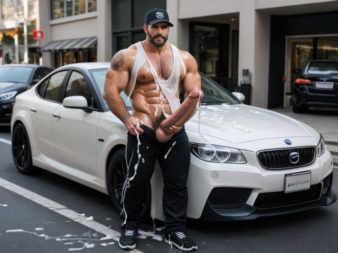 Hyper Cum, Cum On Chest, Jockstrap Pulled Down AI Gay Porn