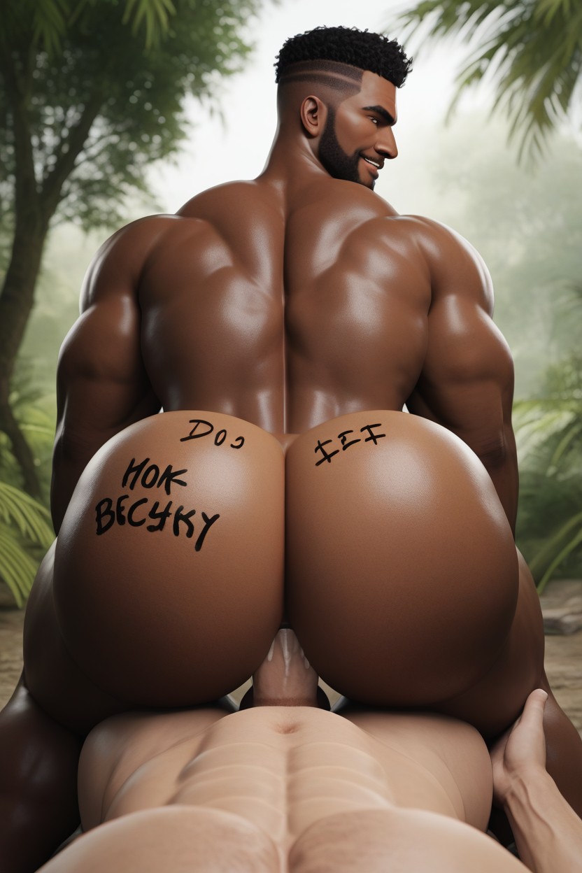 African, Bottom Is Powerful, Rear View AI Gay Porn