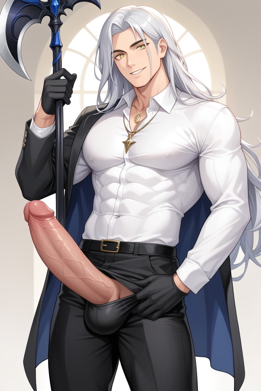 Pants, Athletic Build, Yellow Eyes AI Gay Porn