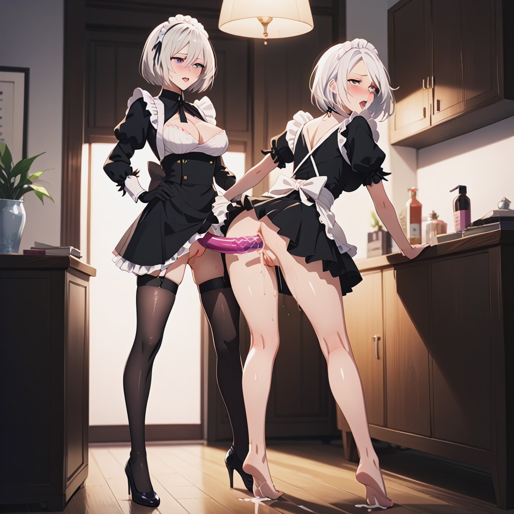 Buckled Knees, Two Women, Full Body Hentai AI Porn