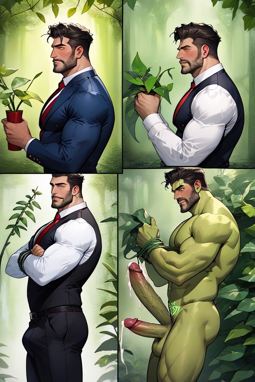 Dick Getting Green, Leaves Come Out Of The Man's Body, Cumming AI Gay Porn