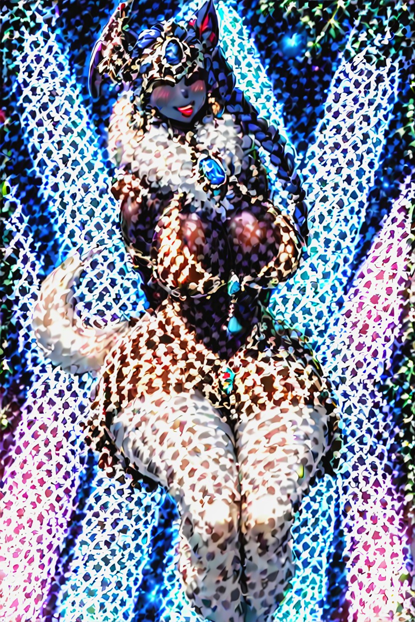 Belly Dancer, Midnight Black Skin On Navel, Huge White Wings AI Porn